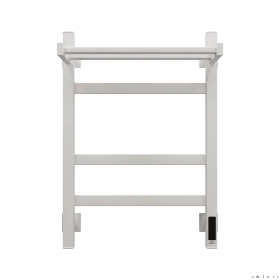 Полотенцесушитель электрический Grota Tela 430х600 RAL9016 EL 60x45 см, подключение справа, слева, скрытое подключение справа, матовый белый, лесенка, из стали, с полкой