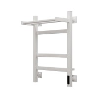 Полотенцесушитель электрический Grota Tela 430х600 RAL9016 EL 60x45 см, подключение справа, слева, скрытое подключение справа, матовый белый, лесенка, из стали, с полкой