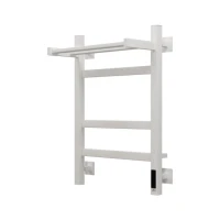 Полотенцесушитель электрический Grota Tela 430х600 RAL9016 EL 60x45 см, подключение справа, слева, скрытое подключение справа, матовый белый, лесенка, из стали, с полкой