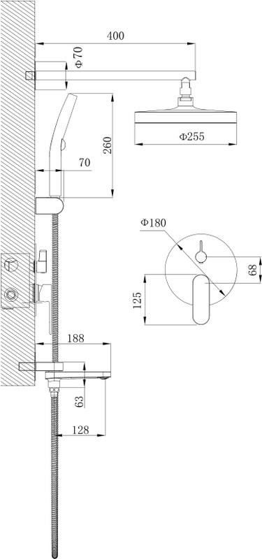 Душевой комплект BELZ B713 B80713 С ВНУТРЕННЕЙ ЧАСТЬЮ, хром