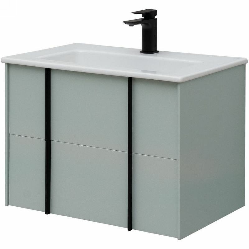 Тумба с раковиной Allen Brau Reality 70 подвесная, папирус матовый, раковина Fantasy Flat 72x47, без перелива, белая