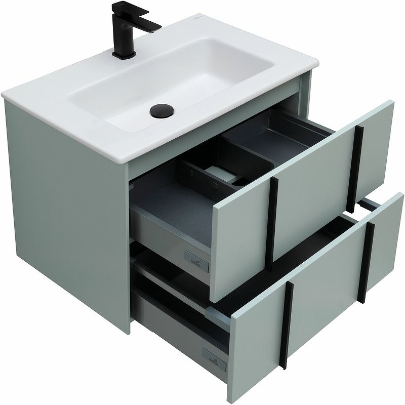 Тумба с раковиной Allen Brau Reality 70 подвесная, папирус матовый, раковина Fantasy Flat 72x47, без перелива, белая