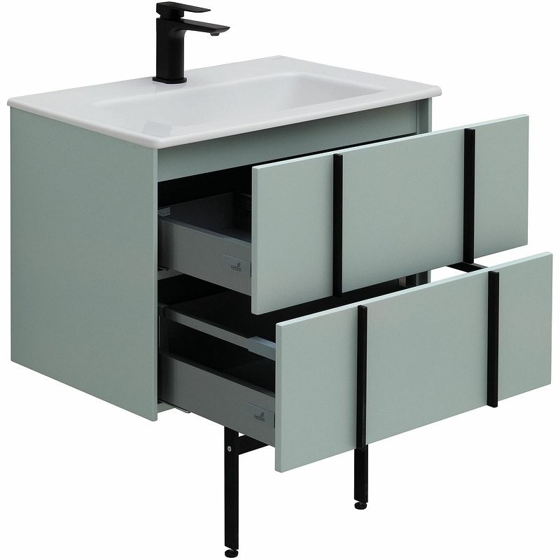 Тумба с раковиной Allen Brau Reality 70 подвесная, папирус матовый, раковина Fantasy Flat 72x47, без перелива, белая