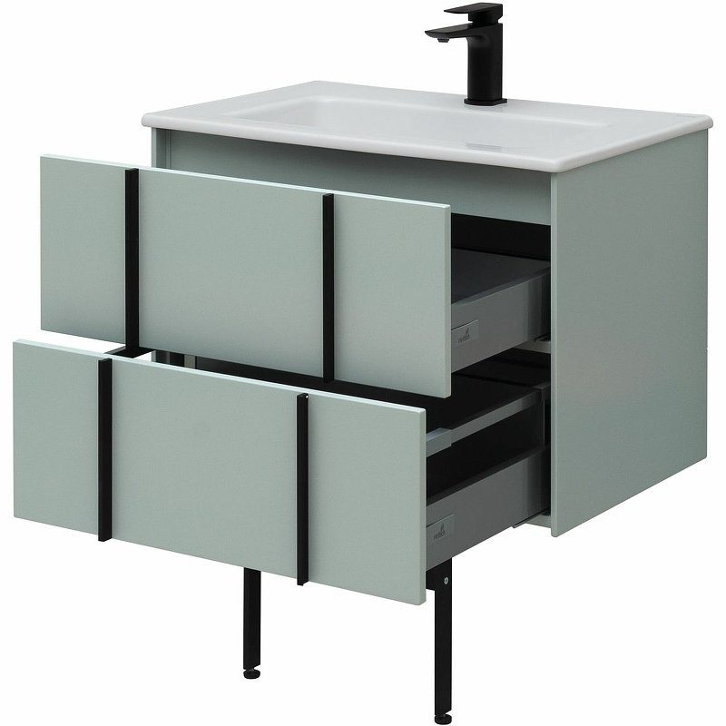 Тумба с раковиной Allen Brau Reality 70 подвесная, папирус матовый, раковина Fantasy Flat 72x47, без перелива, белая