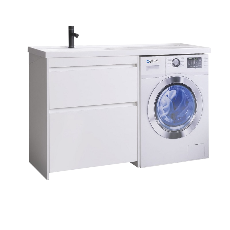 Тумба с раковиной Belux Прометей L 133 напольная, белая глянцевая