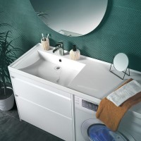 Тумба с раковиной Belux Прометей L 133 напольная, белая глянцевая