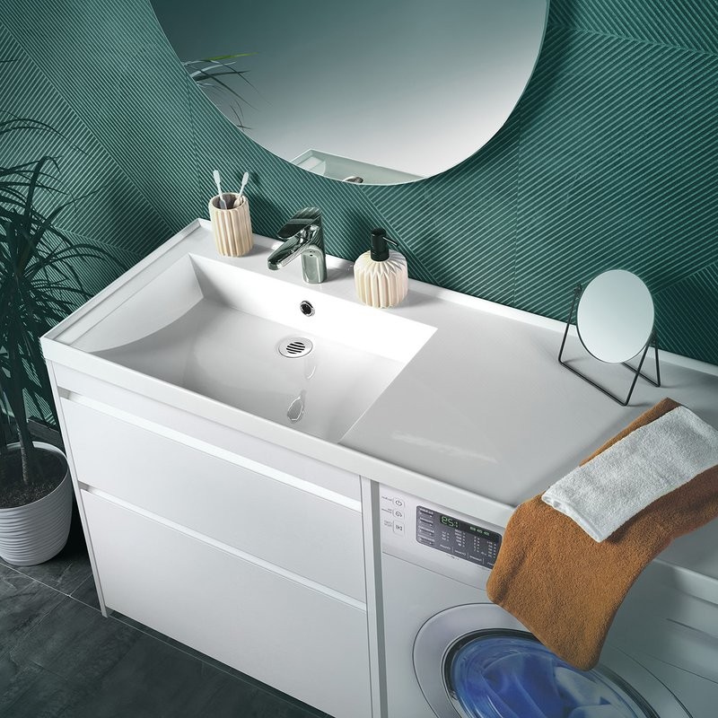 Тумба с раковиной Belux Прометей L 133 напольная, белая глянцевая