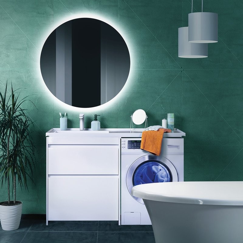 Тумба с раковиной Belux Прометей L 133 напольная, белая глянцевая