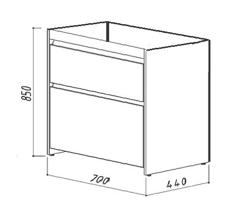 Тумба с раковиной Belux Прометей L 133 напольная, белая глянцевая