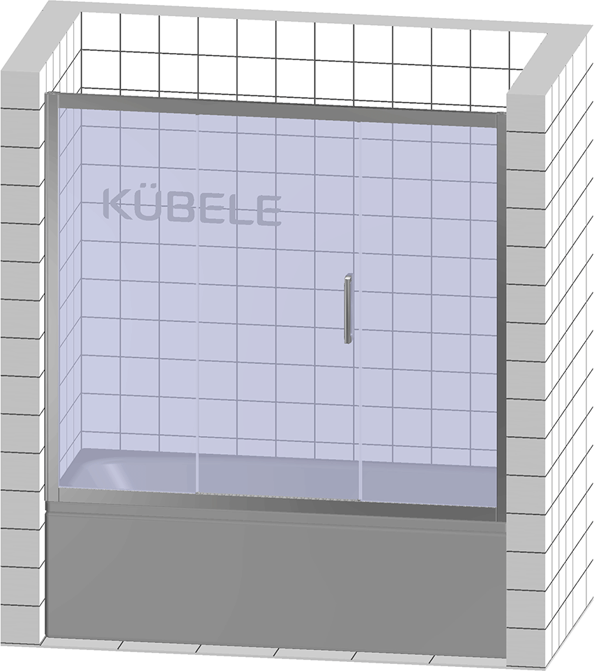 Шторка на ванну Kubele DE019 P3-MAT-BR 170х150 см, профиль бронза
