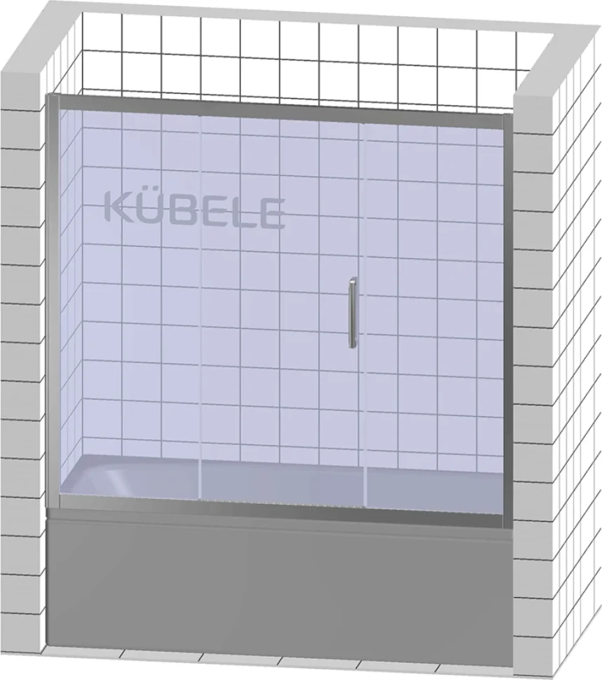 Шторка на ванну Kubele DE019 P3-MAT-BR 170х150 см, профиль бронза