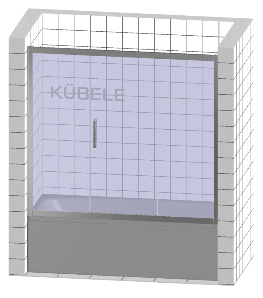 Шторка на ванну Kubele DE019 P3-MAT-BR 170х150 см, профиль бронза