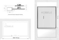 Шторка на ванну Kubele DE019 P3-MAT-BR 170х150 см, профиль бронза