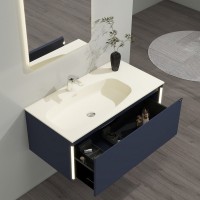 Тумба с раковиной Black&White Universe 80 подвесная, P14 dark blue, с подсветкой