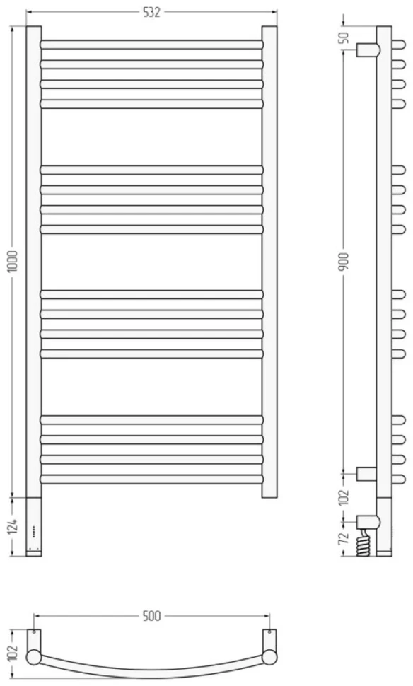 Полотенцесушитель электрический Сунержа Богема 3.1 31-6002-1050 110x55 см, подключение слева, матовый черный, лесенка