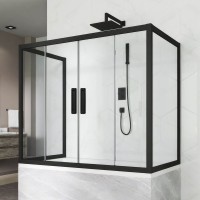 Шторка на ванну Kubele DE019 P4U-CLN-BLMT, 170х80 см, профиль матовый черный
