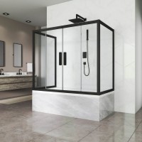 Шторка на ванну Kubele DE019 P4U-CLN-BLMT, 170х80 см, профиль матовый черный