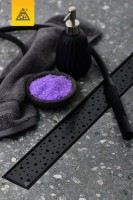 Душевой трап (лоток) MCH Chudej Drops CH550DC 55 см, решетка матовая черная, с сифоном