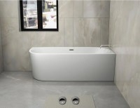 Акриловая ванна Ceruttispa Ami 10091 R 170x75 см, угловая, правая, пристенная, белая, асимметричная, с каркасом, со сливом-переливом, с донным клапаном