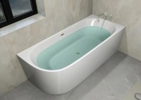 Акриловая ванна Ceruttispa Ami 10091 R 170x75 см, угловая, правая, пристенная, белая, асимметричная, с каркасом, со сливом-переливом, с донным клапаном