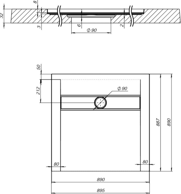 Поддон для душа Aquanet Delight NEW 007G 90x90 серый камень, с сифоном