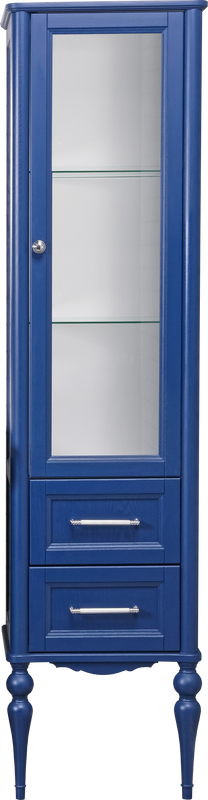 Шкаф пенал для ванной ValenHouse Эстетика R, синий, ручки хром