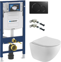Комплект Унитаз подвесной BelBagno Libero BB11051CH-TOR/SC безободковый + Инсталляция Geberit Duofix UP 320 111.300.00.5 + Крепления 111.815.00.1 к стене + Кнопка Sigma 01 115.770.DW.5 черная