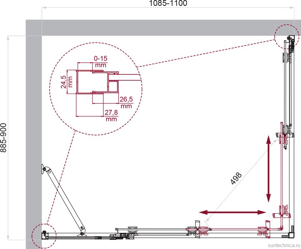 Душевой уголок BelBagno Luce AH-21-110/90-P-Cr профиль хром, стекло рифленое