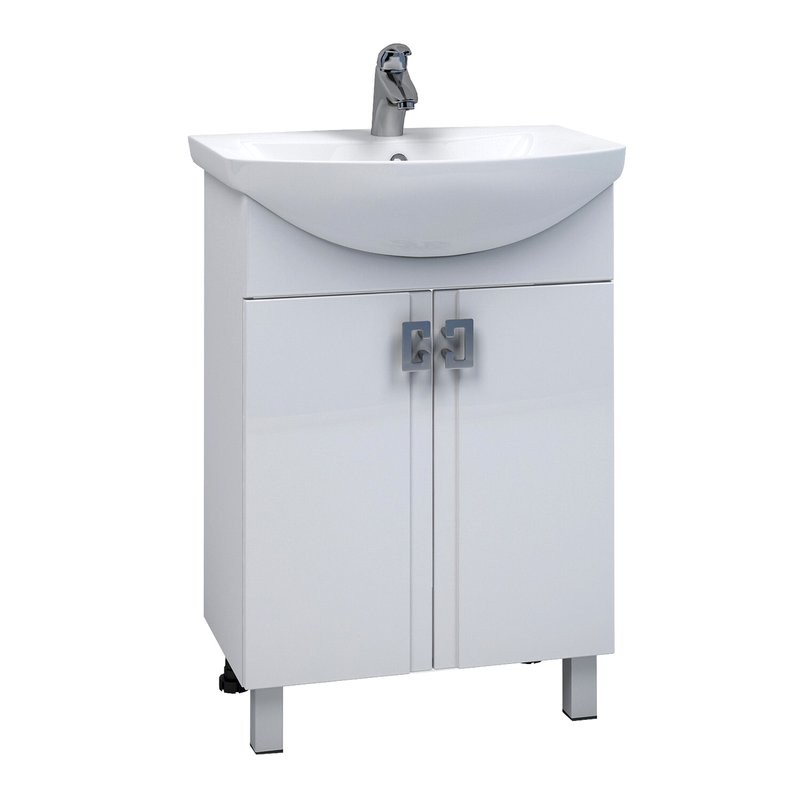 Тумба с раковиной Mixline Квадро 55 глянцевая белая