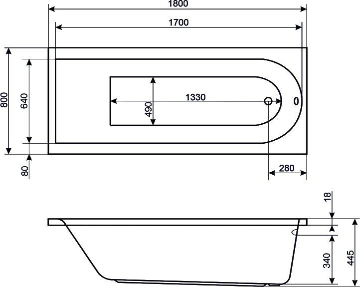 Акриловая ванна Excellent Aurum Slim WAEX.AUR18WHS 180x80 см, встраиваемая, белая, с каркасом