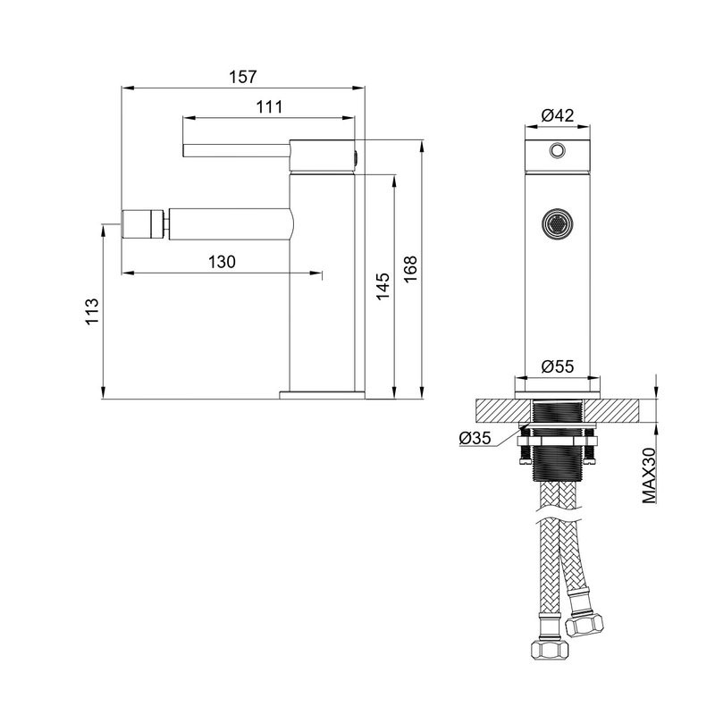 Смеситель для биде Wonzon & Woghand Stick WW-88339017-BN брашированный никель