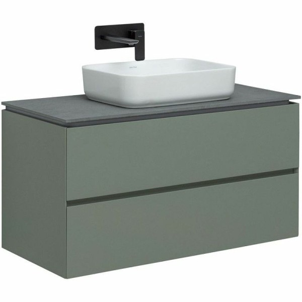 Тумба под раковину со столешницей Allen Brau Infinity 100 подвесная, олива матовый, столешница графит структ