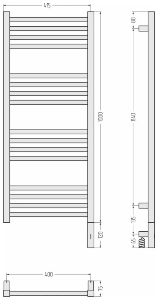 Полотенцесушитель электрический Сунержа Модус 3.1 15-5901-1040 110x45 см, подключение справа, темный титан муар, лесенка