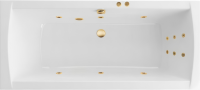 Акриловая ванна Excellent Aquaria Lux Line 180x80 см, встраиваемая, с гидромассажем, белая, с каркасом, со сливом-переливом, фурнитура золото