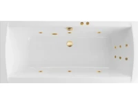 Акриловая ванна Excellent Aquaria Lux Line 180x80 см, встраиваемая, с гидромассажем, белая, с каркасом, со сливом-переливом, фурнитура золото