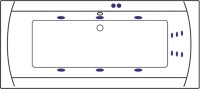 Акриловая ванна Excellent Aquaria Lux Line 180x80 см, встраиваемая, с гидромассажем, белая, с каркасом, со сливом-переливом, фурнитура золото