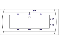 Акриловая ванна Excellent Aquaria Lux Line 180x80 см, встраиваемая, с гидромассажем, белая, с каркасом, со сливом-переливом, фурнитура золото