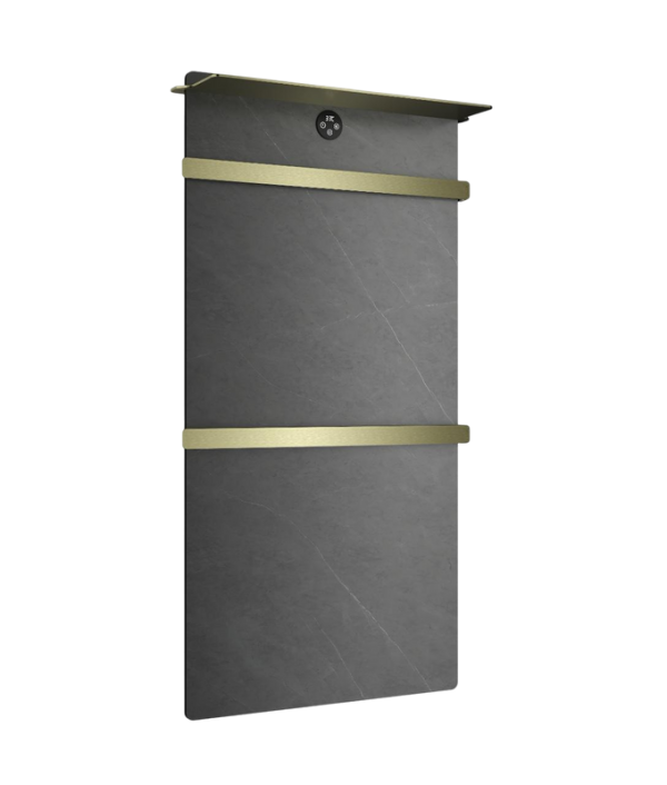 Полотенцесушитель электрический Wonzon & Woghand Stuttgart WW-A504G-BG 80x45 см, подключение справа, серый, золото, лесенка, с полкой