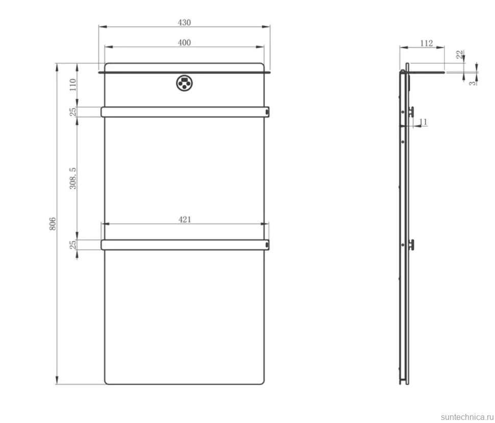 Полотенцесушитель электрический Wonzon & Woghand Stuttgart WW-A504G-BG 80x45 см, подключение справа, серый, золото, лесенка, с полкой