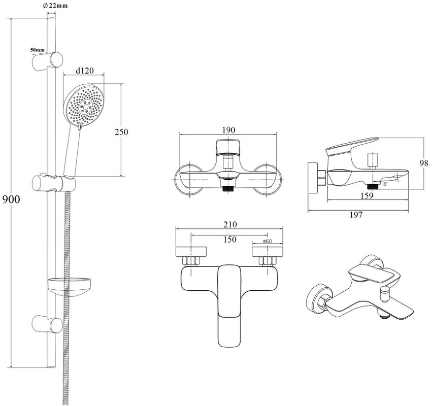 Душевой комплект BOND Circle B36-5200 хром