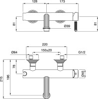 Смеситель для ванны с душем Cezares Olimp VM 03/24 L