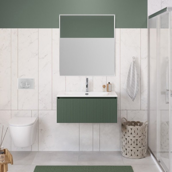 Мебель для ванной комнаты BelBagno Uno 80 подвесная, 1 ящик, матовая еловая