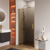 Душевая дверь в нишу Cezares Slider SLIDER-B-1-100/110-BR-BORO профиль золото, стекло бронза