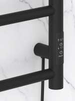 Полотенцесушитель электрический Стилье Формат 27 31528-8040 80x45 см, подключение справа, скрытое подключение справа, матовый черный, лесенка