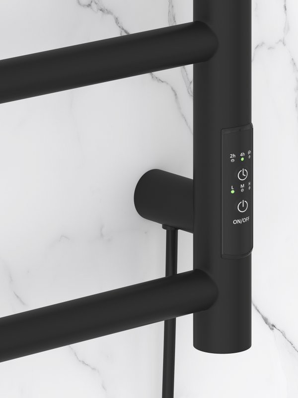 Полотенцесушитель электрический Стилье Формат 27 31528-8040 80x45 см, подключение справа, скрытое подключение справа, матовый черный, лесенка