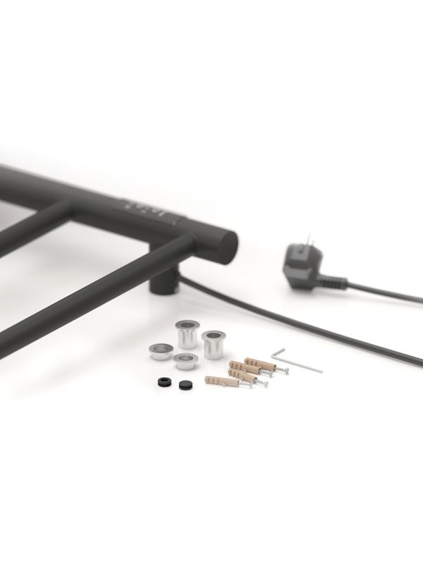 Полотенцесушитель электрический Стилье Формат 27 31528-8040 80x45 см, подключение справа, скрытое подключение справа, матовый черный, лесенка