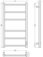 Полотенцесушитель электрический Стилье Формат 27 31528-8040 80x45 см, подключение справа, скрытое подключение справа, матовый черный, лесенка