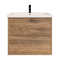 Тумба с раковиной SanStar Siva 50 подвесная, дуб веллингтон табак, раковина Como 50