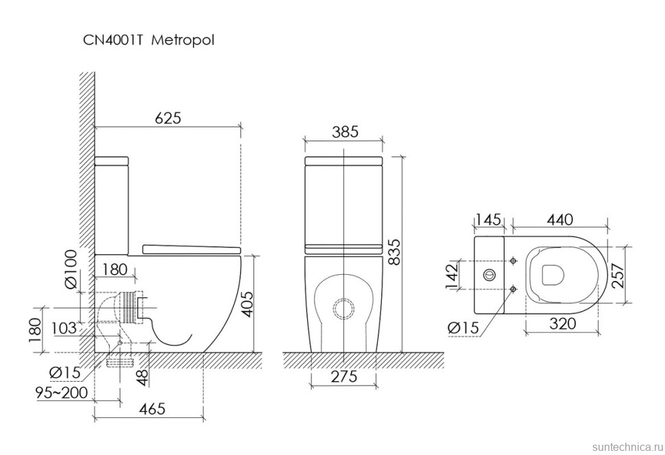 Унитаз-компакт напольный Ceramicanova Metropol CN4001TMB смыв торнадо, матовый черный