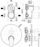 Встраиваемый смеситель для душа и ванны Paffoni Green GR018CR С ВНУТРЕННЕЙ ЧАСТЬЮ